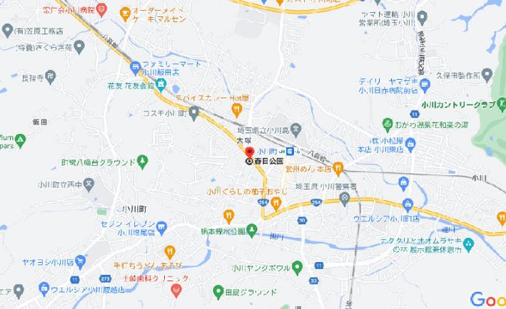 春日公園の場所を示した地図