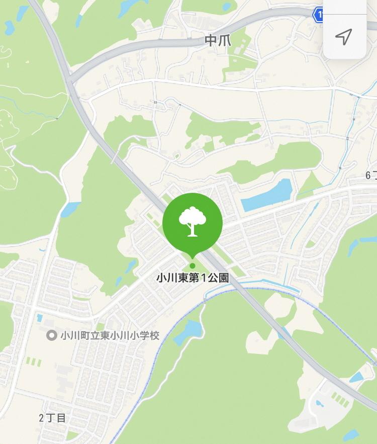 小川東第1公園の場所を示した地図