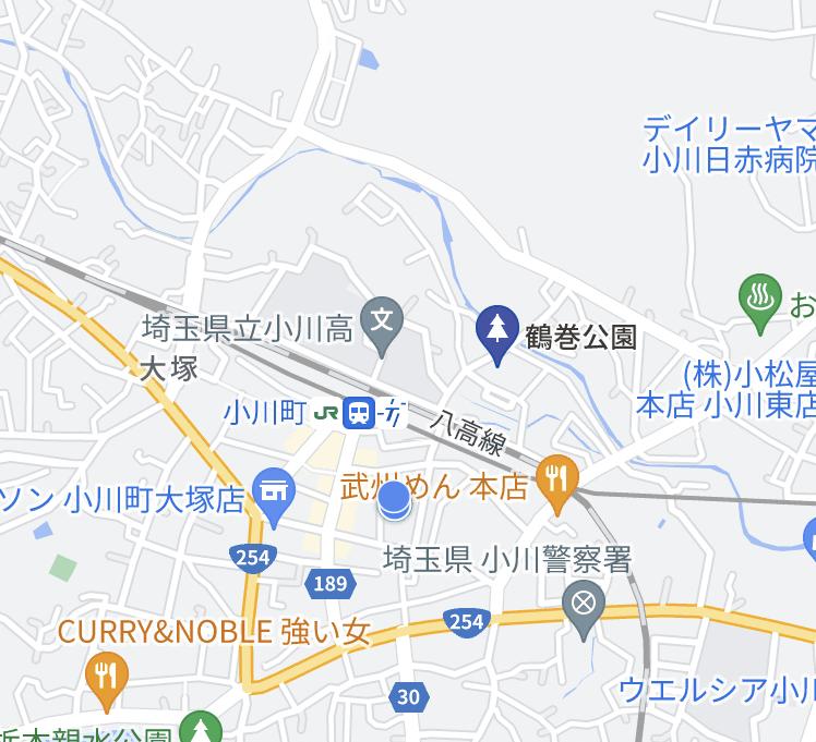 鶴巻公園の場所を示した地図