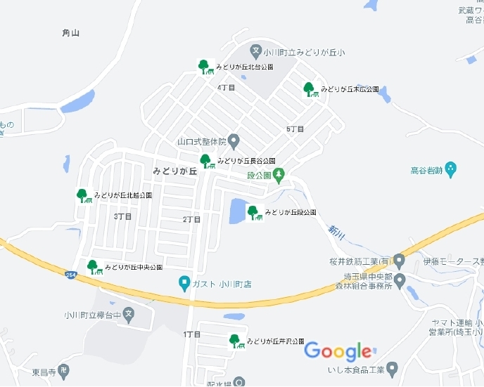 みどりが丘長谷公園の場所を示した地図