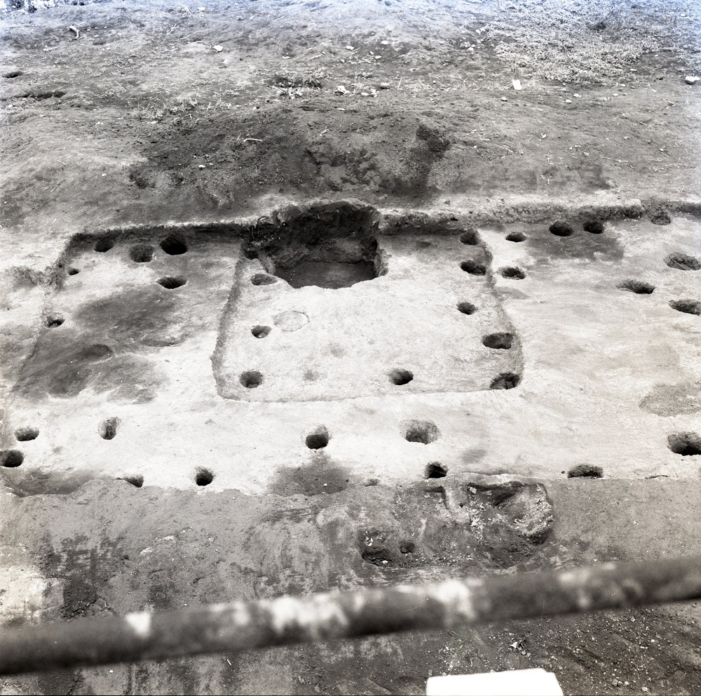 地表面に複数個所のくぼみや穴が開いていたり四角で囲ったような跡がある18号・33号住居跡、10号土壙 黒浜期の写真