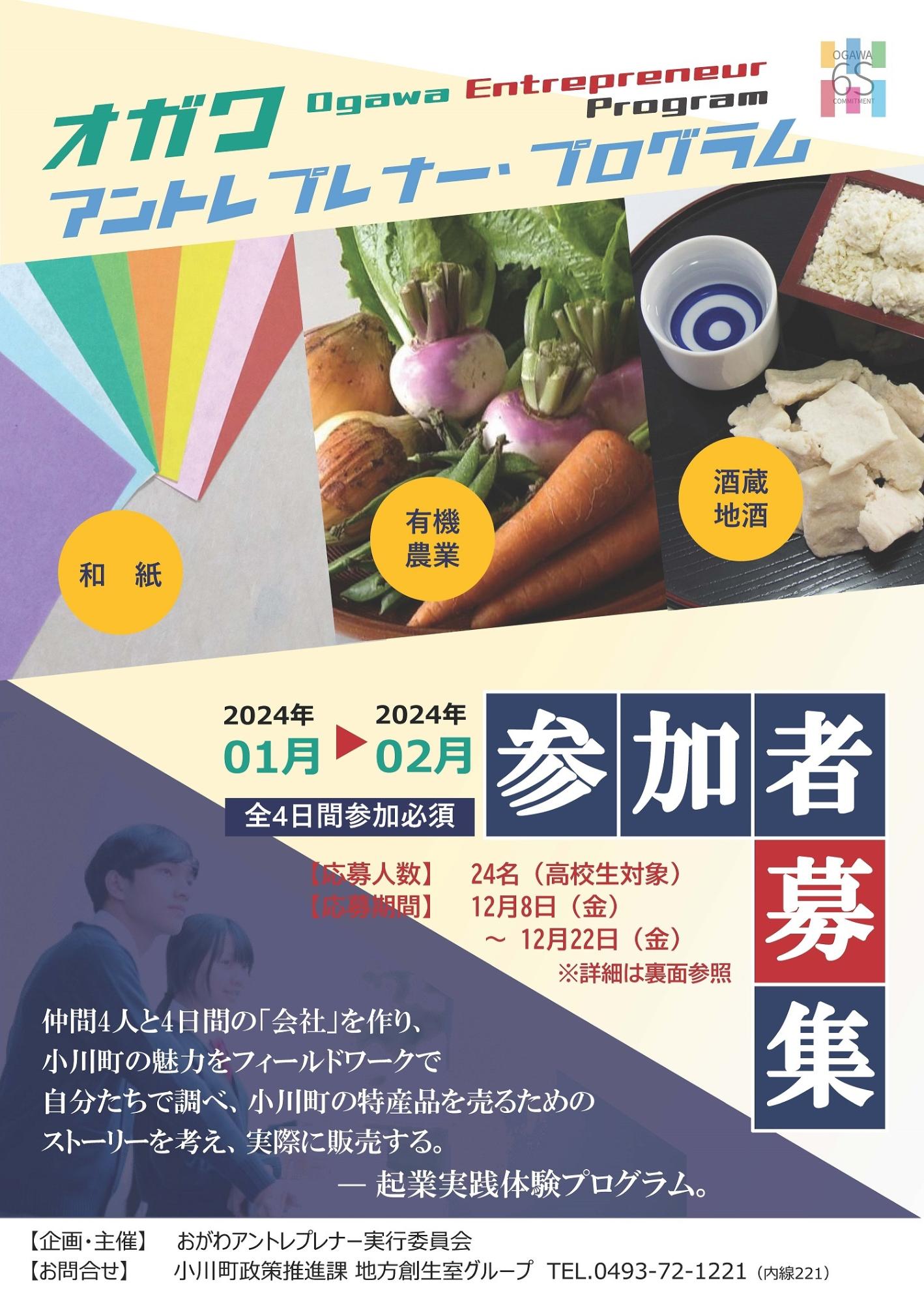 オガワ アントレプレナー・プログラム 参加者募集案内のチラシ